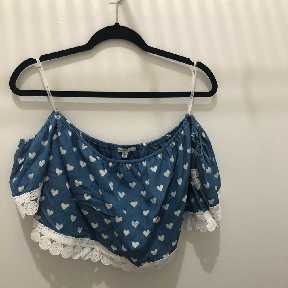 Cropped Heart Denim Shirt